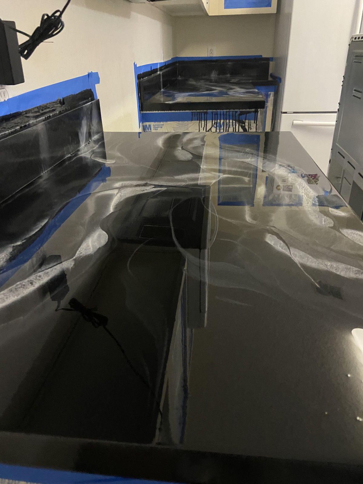 Project Gallery — Epoxy Floors & Countertops in Orlando - A1 Epoxy Coatings Black epoxy countertop with silver resin veining