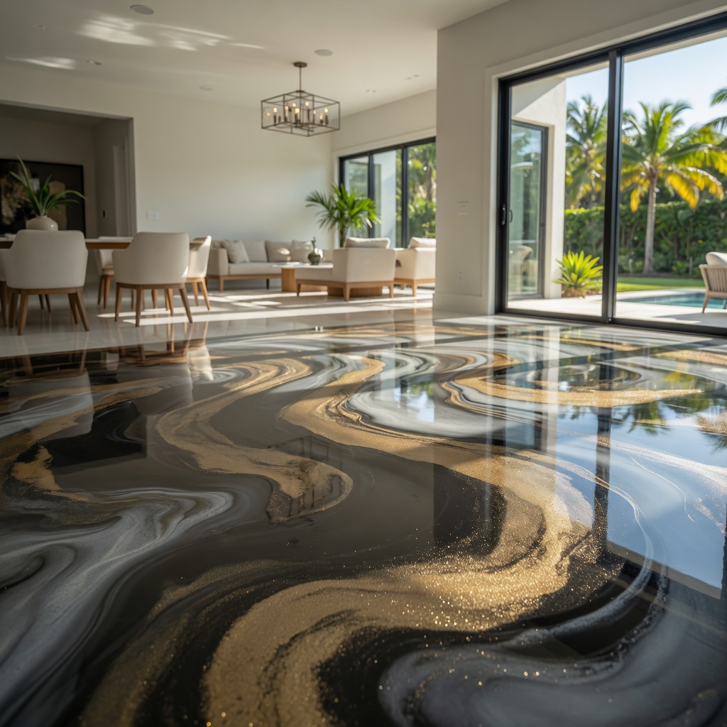 Custom epoxy floor coating project in Orlando Florida