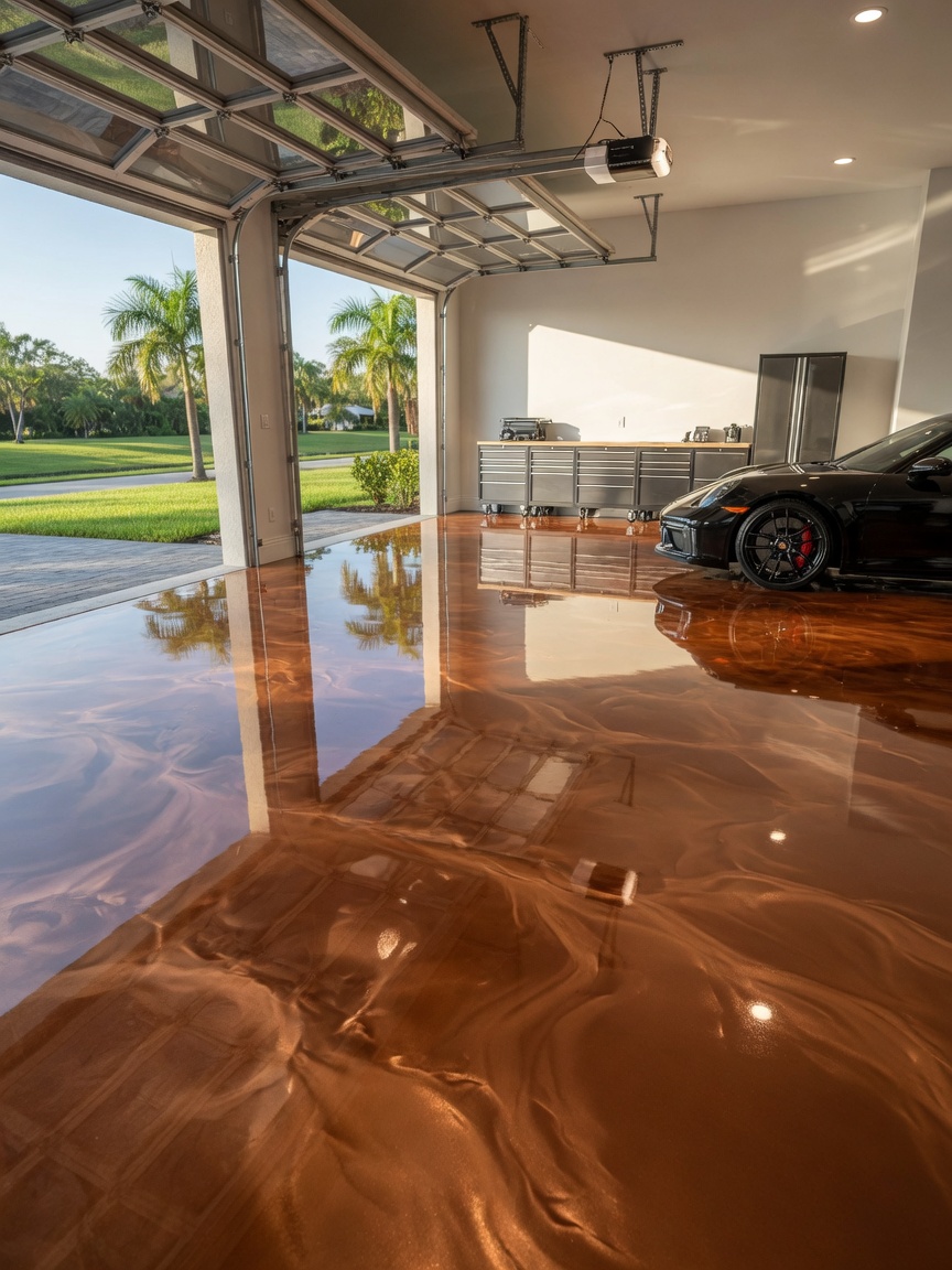 Orlando metallic epoxy floor by A1 Epoxy Coatings