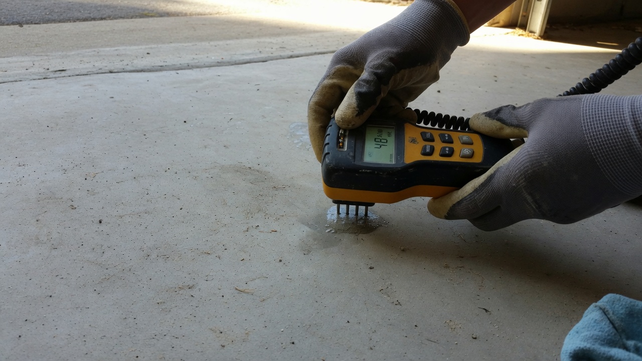 Moisture testing concrete slab before epoxy installation Florida
